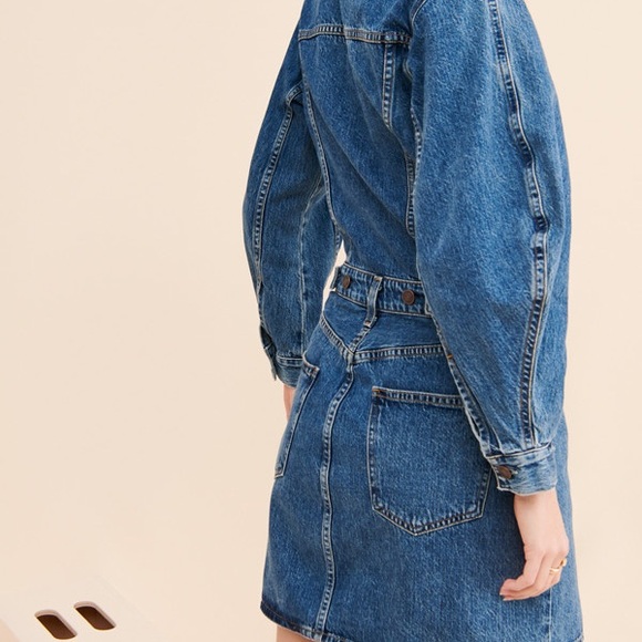 Agolde Blue Denim Button-Front Mini Dress - Picture 4 of 5